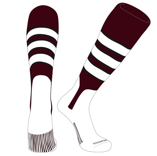 PEAR SOX OTC Baseball Softball Stirrup Socks (C, 7in) Cardinal, Black, White