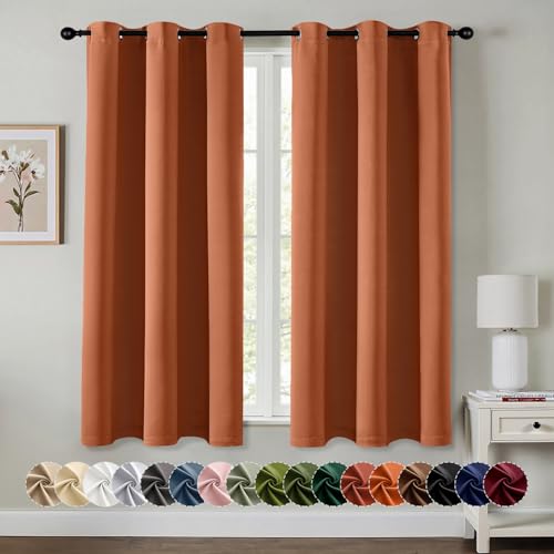 Image of MIULEE Blackout Curtains for Bedroom Living Room 2 Panels, Thermal Insulated Room Darkening Drapes Grommet Noise Reducing Light Blocking Window Treatments 54 Inches Long 40x54 Inch Rust