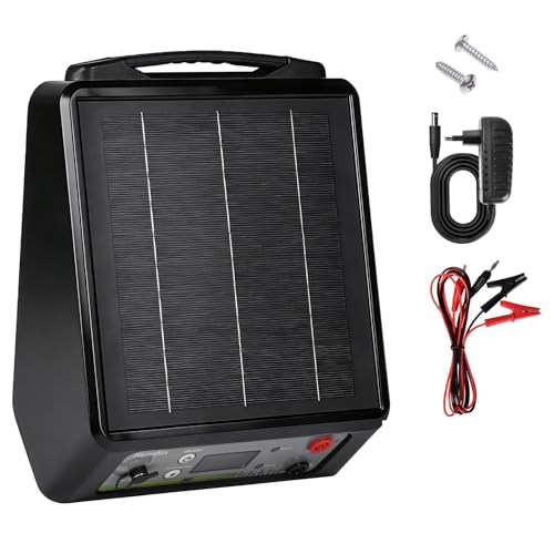 FarmNix Pastor Eléctrico Solar 32km con Batería de Litio, Salida Ajustable 6-12KV 0.3-2J, Panel 6W & Batería 18Ah(18000mAh), IP55 Resistente para Caballos, Ganado, Jabalíes