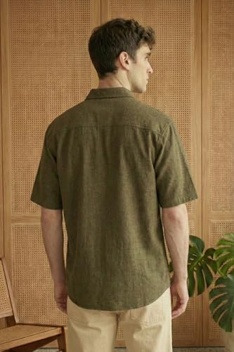 Image of Allen Solly Men's Textured Casual Shirt | Drop Shoulder | Half Sleeve | Relaxed Fit | Casual & Streetwear Style