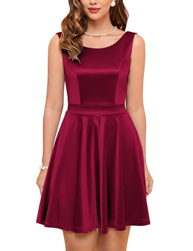 Women's Classic Scoop Collar Emprie Waist Cocktail Party A Line Short Dress2