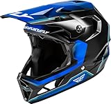 Fly Racing Rayce MTB/BMX - Casco de bicicleta (negro/azul, juvenil pequeño)
