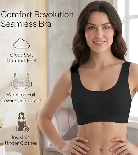 Image of DClub Comfort Revolution Seamless Bra Easy lite Full-Coverage Wireless Everyday Bra with CloudSoft Comfort with Removable Pad.
