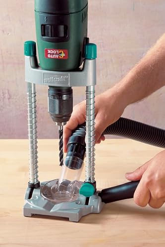 wolfcraft Tecmobil Bohrständer 4522000 | Mobiler Bohrhelfer für präzises Freihandbohren an Wänden, Schrägen, über Kopf & stationär | Mit praktischer Staubabsaugung für sauberes Arbeiten - 8