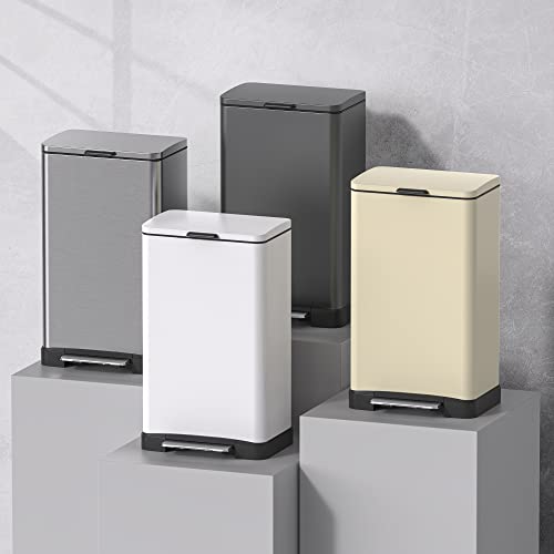 Mbillion Kitchen Trash Can With Lid 10.5 Gallon Trash Can, Kitchen Garbage Gan Slow Quiet Close Fingerprint-Proof Large Stainless Steel Trash Can, For Home And Office,40 Literburshed Silver #TOP2