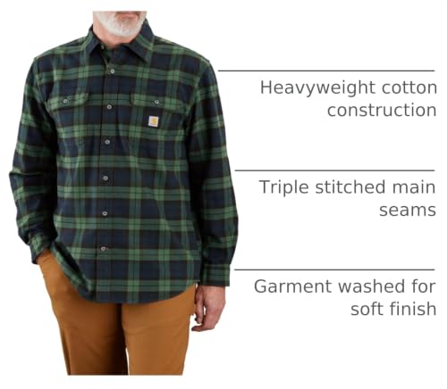 Image of Carhartt Men's Loose Fit Heavyweight Flannel Long-Sleeve Plaid Shirt