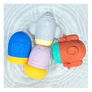 Dxcaicc Bath Toys for Toddlers 1-3, Cute Swimming Bath Toys for 1 2 Year Old Boy Girl Gifts, Spray Water with Holes Infant Bathtub Toys, 4 Pack,Mixed