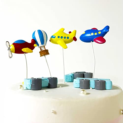 Train Cake Topper Transportation Cake Decoration Plane Cake Toppers Hot Air Balloon Cake Toppers Transportation Birthday Party Supplies #TOP4
