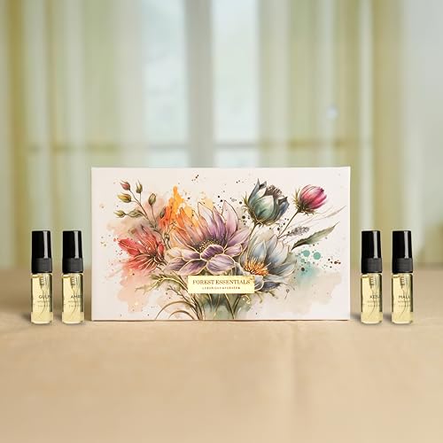 Image of Forest Essentials Perfume Gift Box 4X 3ml | Long Lasting Floral Scents | Oudh, Rose, Nargis & Jasmine