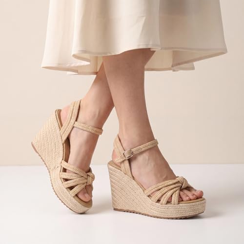 Image of VICKI.VICKI Wedges for Women Platform Sandals Wedge Heels for Sandals Comfortable Summer Espadrille Shoes Ankle Strap&Open Toe