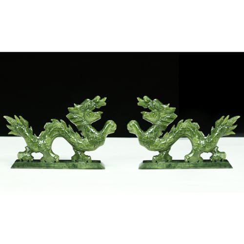 Figura de Dragón Feng Shui de Jade Natural 20 cm miniatura 2