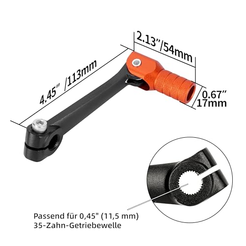 WATODAY CNC Klappbarer Schalthebel Motorrad mit L-Schlüssel für Kayo T2 T4 T4L TTR 125 Zonshen 250cc ATV Dirt Bike Pit Bike – 6061 Luftfahrt-Aluminium, Schwarz, Orange