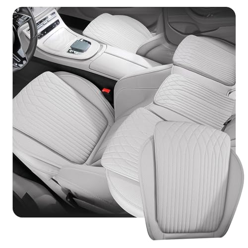 KUNIO シートクッション クッション ナッパ レザー 滑り止め クッション マット 座席カバー 座り心地 通気性 車用 低反発 カーシート 座布団 座席用 オフィス おしゃれ シートカバーセットカバー 体圧分散 アクセサリー Aホワイト 1枚