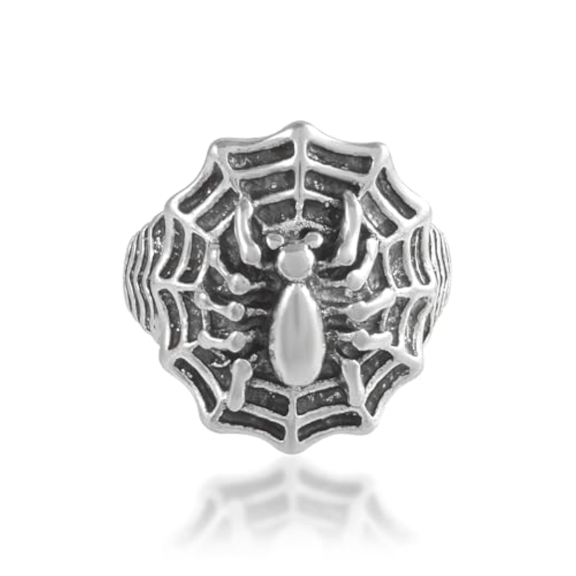 Brass Antique Silver Spider Finger Ring