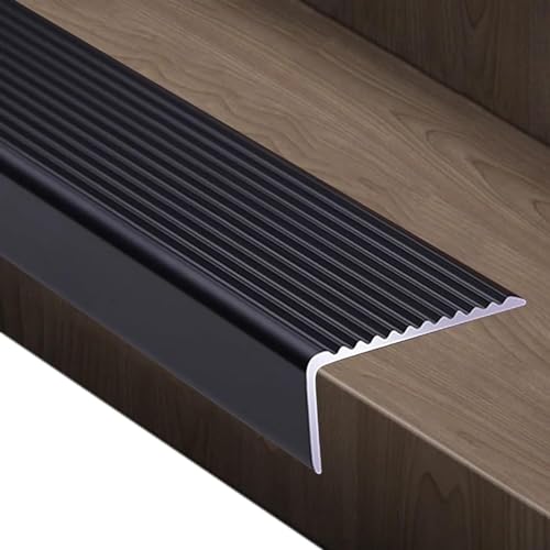 Perfil De Borde De Escalera, Perfil De Borde De Escalera, Varilla Angular De Aluminio, Barra De Umbral Antideslizante De Varios Niveles, para Bordes De Escalera Exteriores/Interiores, Color Negro, 50
