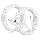 USB C to USB C Cable, 2-Pack 60W 6FT Long Type C Charger Cord Fast Charging for iPhone 17/17 Pro Max/Air/16/15 Pro Max/Plus/16e Cable, iPad, MacBook, Galaxy S25/S24, Pixel, Moto, Tablet, Android Phone