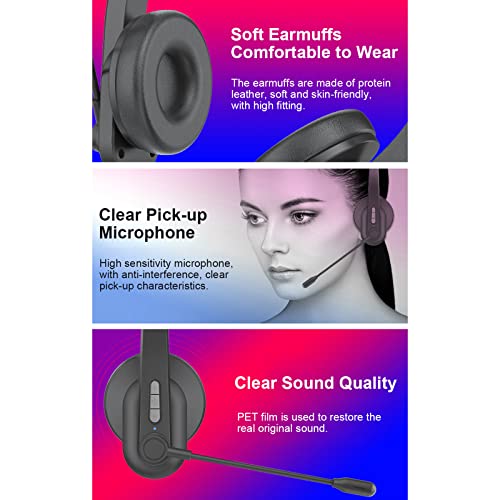 lifcasual Fone de ouvido sem fio de 2,4 GHz Fone de ouvido do call center Fone de ouvido com microfo