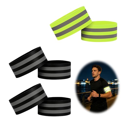 NYVOR Lot de 6 pinces à pantalon de vélo avec bandes réfléchissantes puissantes, universelles et élastiques, doubles bandes réfléchissantes avec...