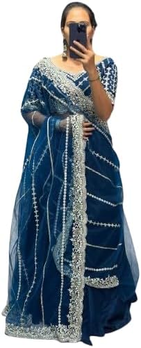 infabzon Ready To Wear Readymade Lehenga Choli For Women Bollywood Style Blooming Vichitra Silk Fabric On Fully Stitched With Canvas,Navy Blue