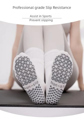Image of Womens Pilates Socks Yoga Socks Non Slip Grip Socks, Ideal for Ballet Barre Dance Barefoot Workout, Athletic Socks