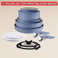 Tefal Ingenio Serenity Kochgeschirr-Set 11-teilig – stapelbar und platzsparendes Set aus Aluminium, Mineralia Antihaftversiegelung, abnehmbarer Griff, für alle Herdarten inkl. Induktion, Blue Salt – Ansicht 7