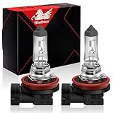 WinPower H8 Halogen Headlight Bulb, Super Bright Warm White 35W 4300K High Low Beam Fog Light Replacement Lamp, Pack of 2
