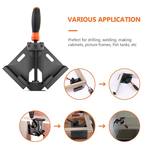 Corner Clamp, Right Angle Clamp, Aluminum Alloy Body, Swing Jaw, Carbon steel threaded rod for the connect of wood