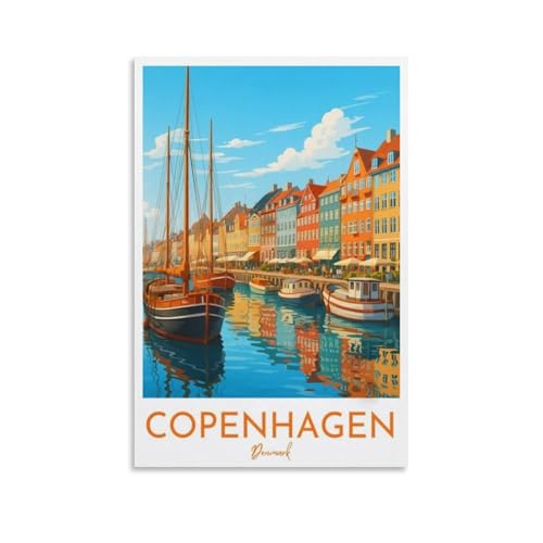 Copenhagen Travel Print Canvas Wall Art 20x30cm