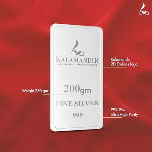 Image of KALAMANDIR 999 Fine Silver Bar For premium Design -200 gm | High-Purity Bullion in Elegant Finish