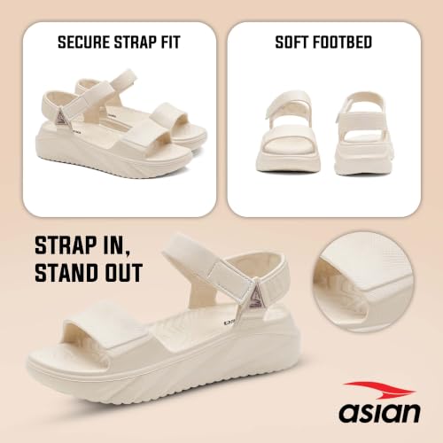 Image of ASIAN Indigo-32 Women's Casual Platform Sandals with Adjustable Strap | Lightweight EVA Sandals with Comfortable Cushioning Footbed for Travel