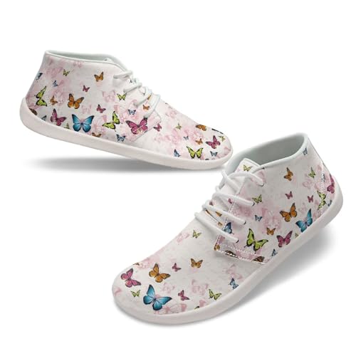 Fuxowvby Butterfly Wide Toe Barefoot for Women Waterproof Fashion Hiking Shoes Sport Zero Drop Tennis Barefoot for Ladies Soft Exercise Non-Slip Shoes for Teen Girls White US 13.5