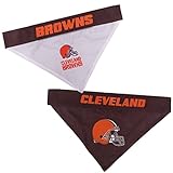 Pets First NFL DOG BANDANA - CLEVELAND BROWNS REVERSIBLE PET BANDANA. 2 Sided Sports Bandana with a PREMIUM Embroidery TEAM LOGO, Small/Medium. - 2 Sizes & 32 NFL Teams available