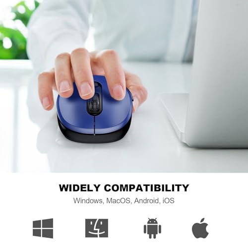 Image of WisFox 2.4G Wireless Mouse for Laptop, Ergonomic Computer Mouse with USB Receiver and Type-C Adapter, 3 Adjustable Levels, 6 Button Cordless Wireless Mice for Windows Mac PC Notebook (Blue)