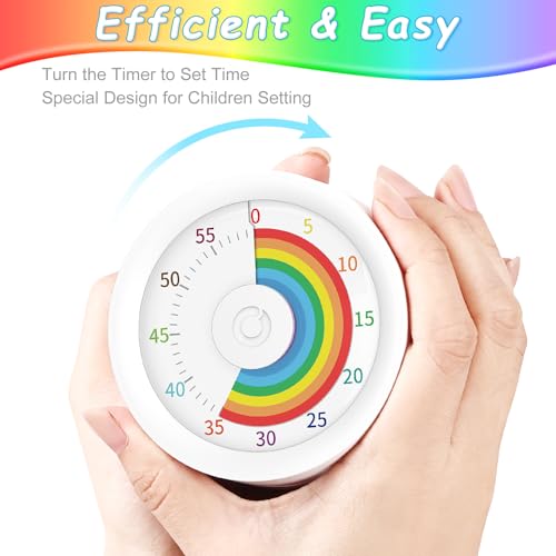 HAUKINIX Temporizador visual fofo arco-íris 60 minutos infantil temporizador de contagem regressiva