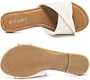 FITORY Sandalias planas para mujer, slides de moda con suela de cuero suave para verano 8