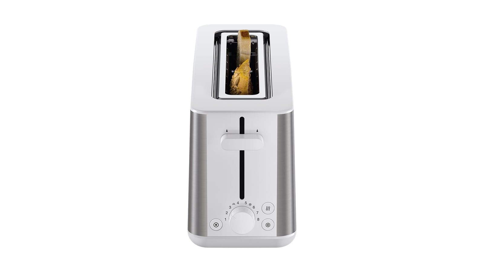 Braun Grille-pain PurShine HT 1610 WH, fente à pain de 25 cm, 8 niveaux de brunissage, fonction réchauffage et décongélation, grille ramasse-miettes, 1030 W, blanc