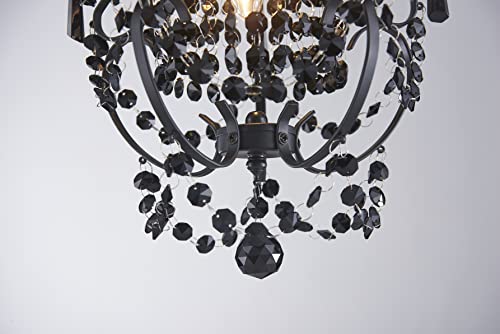 Agv Lighting 2021002 Black Crystal Chandelier Lighting, Modern Mini Hanging Light Fixtures With 1 E26 Light, D11 X H15, 35" Adjustable Chain #TOP4