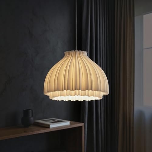 Image of Pendant Lamp 3D Printed for Home Decoration | Hanging Ceiling Light for Bedroom, Living Room, Dining Space | Stylish Modern Lamp for Ambient Lighting and Interior Design (White)