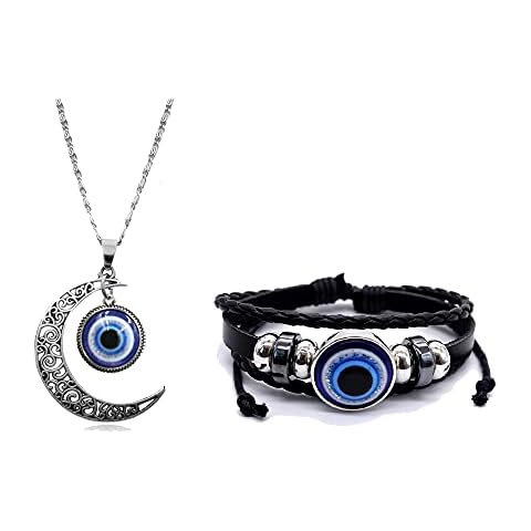 Picano Turkish Evil Eye Pendant Necklace for Women Men Amulet to Protection Necklace (necklace+bracelet) Cover