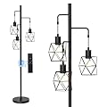 Hisummer Dimmable Industrial Floor Lamp - 3×9W/800LM Bulbs Included and 4 Working Modes LED Black Floor Lamp, Bright Tree Floor Lamp Tall Standing Lamp with Remote for Living Room Bedroom Office, 3CCT