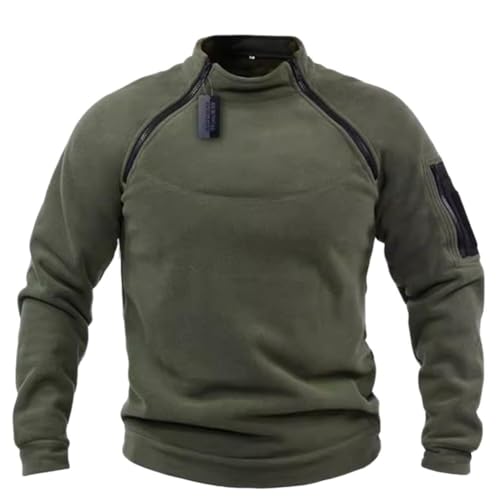 Barley Direct Men's Tactical Fleece Jacket Military Hoodie Knitted Coat for Sport Hiking Fishing(Green,XL)