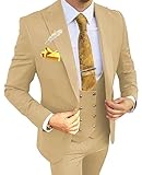 Wangyue Mens 3 Piece Slim Fit Tuxedo for Wedding Prom Suits Fashion Formal Champagne Suit 4XL