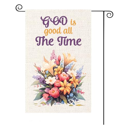 Image of God Is Good All The Time Garden Flag For Outside Yard Outdoor Decoration Double Sided 12" X 18"