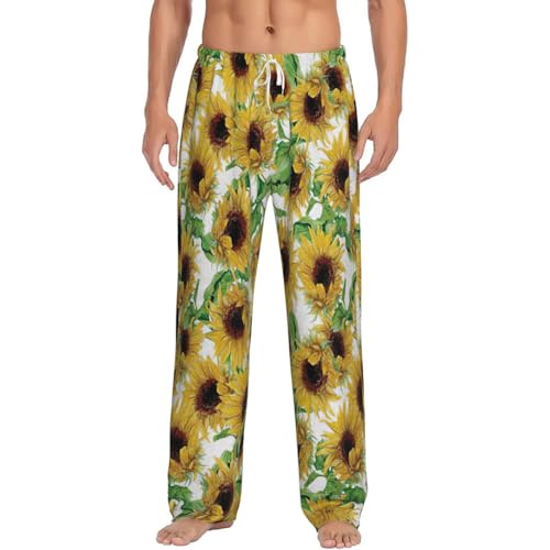 Pantalon de pyjama flanelle homme avec poches et taille élastique, bas de nuit confortable