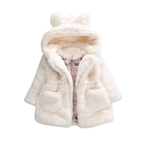 Uni-Wert Chaqueta Niña Invierno Abrigo Piel Sintética Chaquetas para Niña Orejas de Conejo Espesar Peluche Abrigo con Capucha Ropa Invierno Bebé Abrigos Cover
