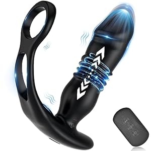 Analvibratoren für Mann Prostata Stimulation Männer Dildo Analplug Masturbieren für Männer Sex Spielzeug für die Männer Paare Sexspielzeug 3×12 Stoßfunktion Vibration Penisring Buttplug Sex Toys