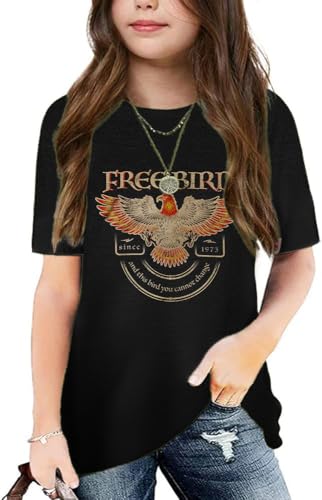 Image of Graphic Tees for Girls Kids Summer Tops Crewneck Short Sleeve T Shirt 5-14 Years