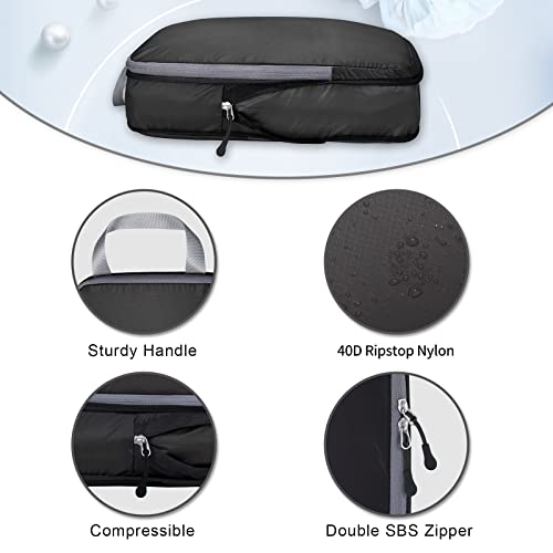 BAGAIL 4 Set/5 Set/6 Set Compression Packing Cubes Travel Expandable Packing Organizers, The Black, 1L2M1S, by BAGAIL - Used condition - Image 3
