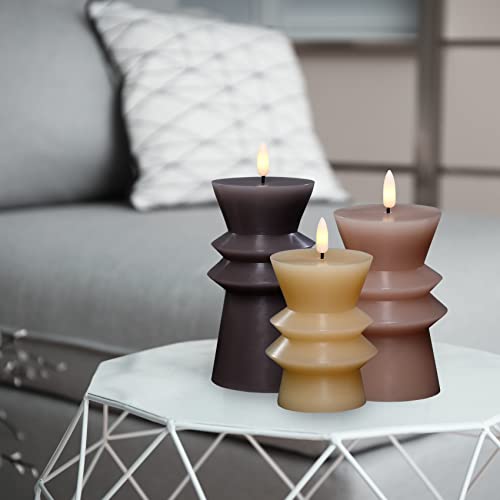Girimax Real Wax Flameless Led Candles With Remote Control, Flickering Battery Operated Decorative Candles Set Of 3 (Grey Ivory Nude) #TOP4