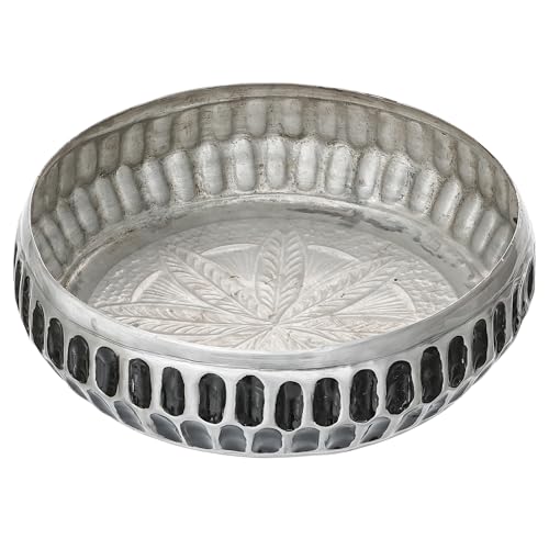 Image of eCraftIndia Black Silver Metal Urli Bowl for Home Decoration Office Tv Unit Kitchen Showpiece for Good Luck | Urli for Floating Candles Flowers for Pooja Room Entryway Living Room Diwali Gift